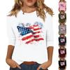 Maglietta Casual da Donna alla Moda a Maniche 3/4 Stampata Girocollo Pullover