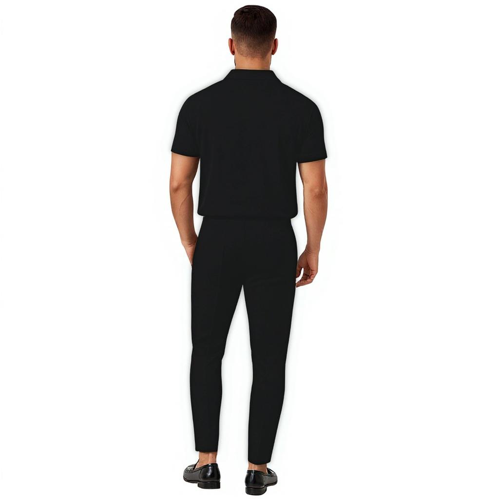 Men's Shirt Solid Color Short Sleeved Shorts Men's Casual 2-piece Set