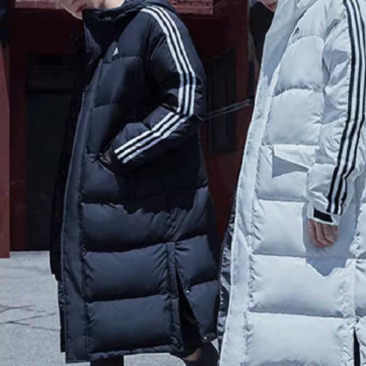 Adidas Neo Casual Warm Mid-Length Hooded Down Jacket Men Outerwear Black H45242