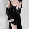 Sexy Lace Nightgown Set, Velvet Pajamas, Pajamas, Autumn and Winter Kimono Bathrobes, Velvet Home Clothes, Home Clothes