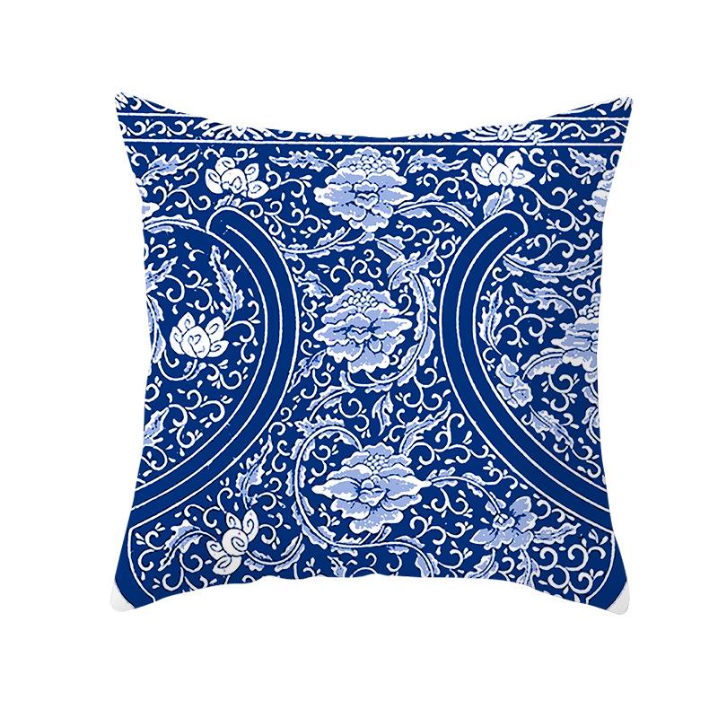 Red, Blue and Black Geometric Cushion Cover, Peach Skin Print Pillow Cover, Square Sofa Cushion, Home Textiles and Household Products