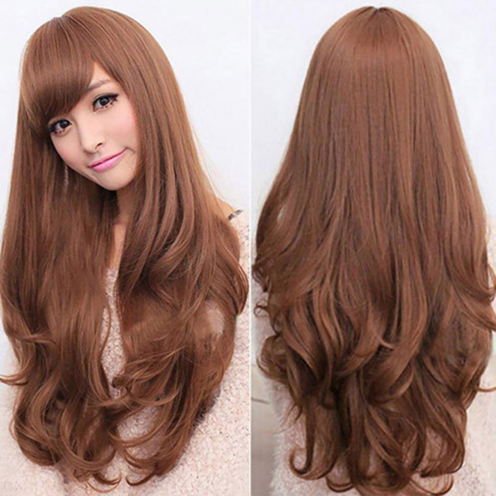 Women Fashion Synthetic Long Wavy Wig Lady Wigs Blonde Brown Black Linen Natural Cosplay Party Hair for Party Club