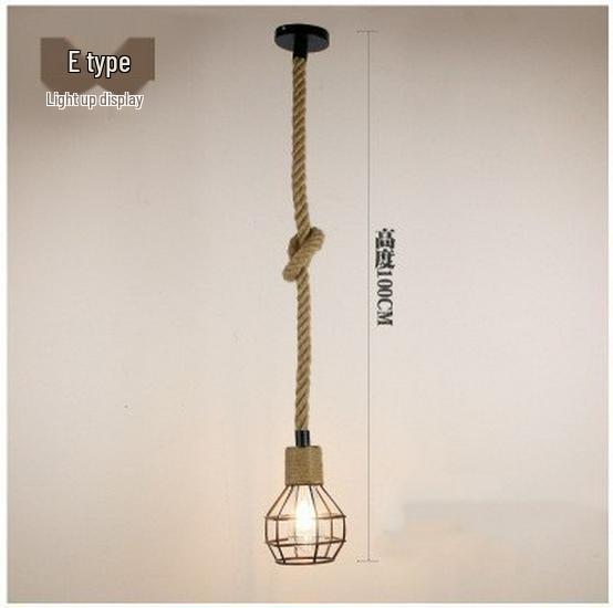 American Retro Hemp Rope Pendant Lamp for Restaurants, Hotels, Shops, and Bars