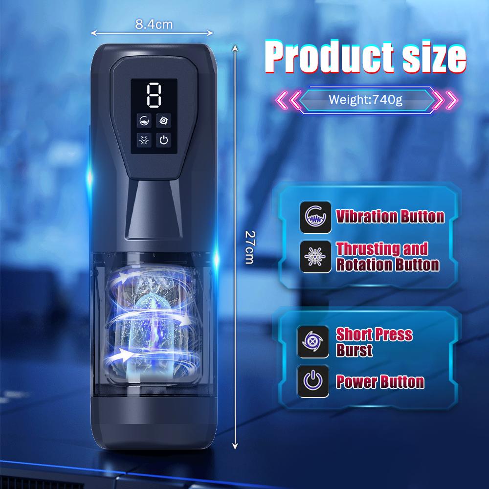 Automatic Telescopic Rotation Double Vibrating Male Masturbator Explosive Pleasure Penis Training Pocket Pussy Sex Toy For Men