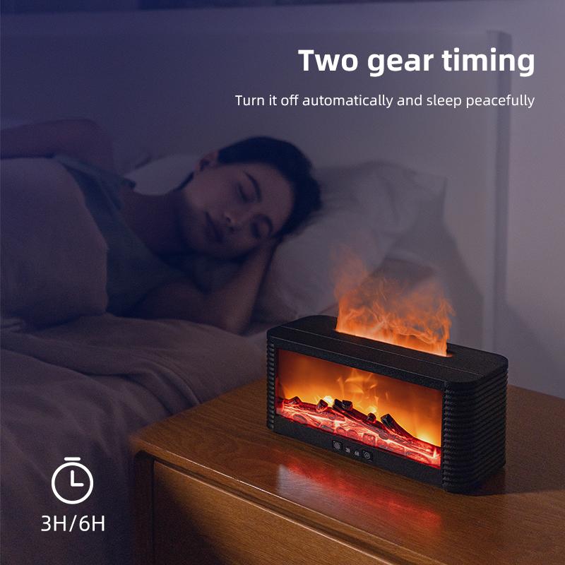 Air Humidifier Flame Fireplace Aroma Essential Oil Diffuser 250ml Desktop Air Diffuser Essential Oil with Timed Colorful Light