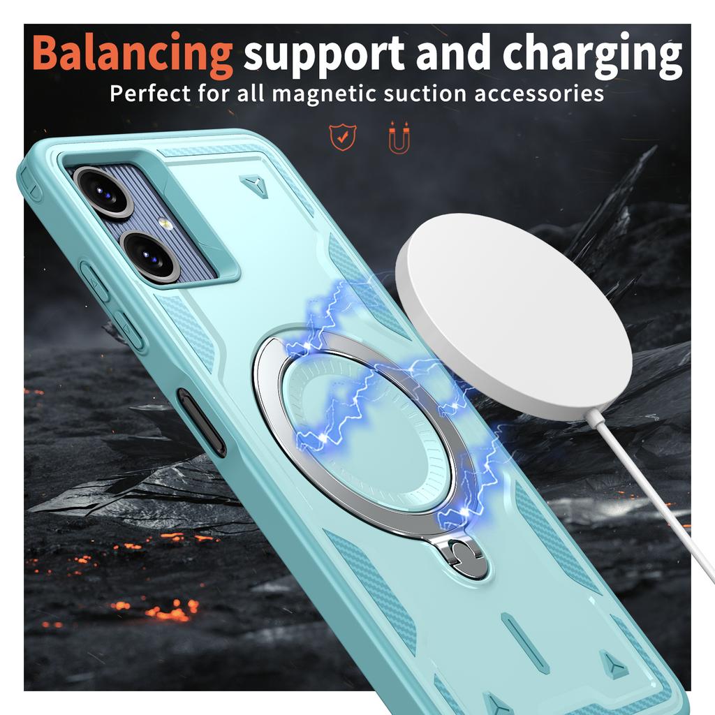 For Samsung Galaxy A07 4G Magnetic Case Military Protection PC + TPU Kickstand Phone Cover