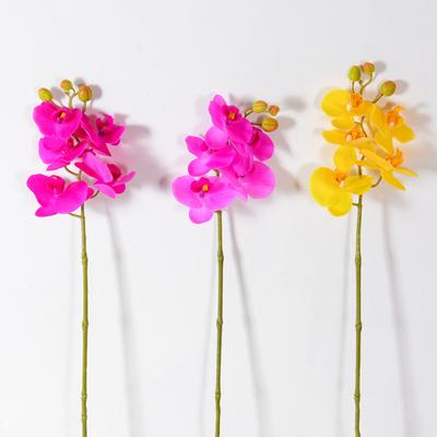 Artificial Moth Orchids with Stem Realistic 5 Head Fake Phalaenopsis Flower Home Office Table Centerpiece Faux Flower Branch Floral Arrangement