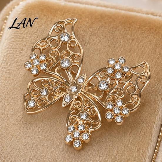 Elegant Butterfly Jewelry Rhinestone Brooch for Women, Shape Lapel Pin Non-fading Clip, Sweater Cardigan Coat Suit Scarf Accessories Long-lasting
