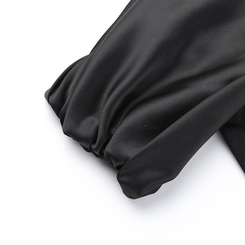 European and American One Shoulder Mesh Ribbon Slim Fit Dress