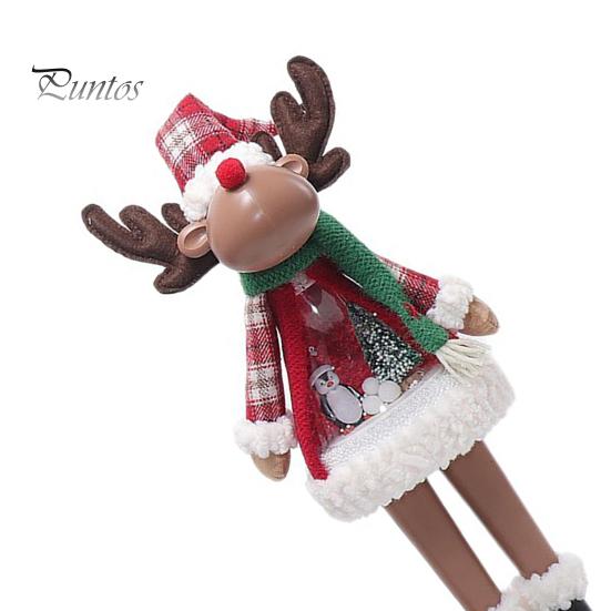 Christmas Village Display Pieces LED Lighted Figurine, Swirling Glitter Santa Claus Elk Snowman Unique Presents for Friends Decoration with