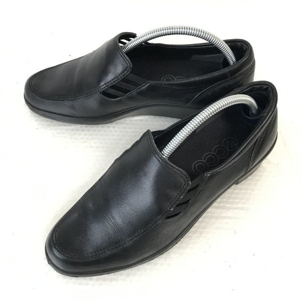 

Made in Japan ecco Leather Slip-on Loafers Women’s 22.5 EEE Black Business Shoes