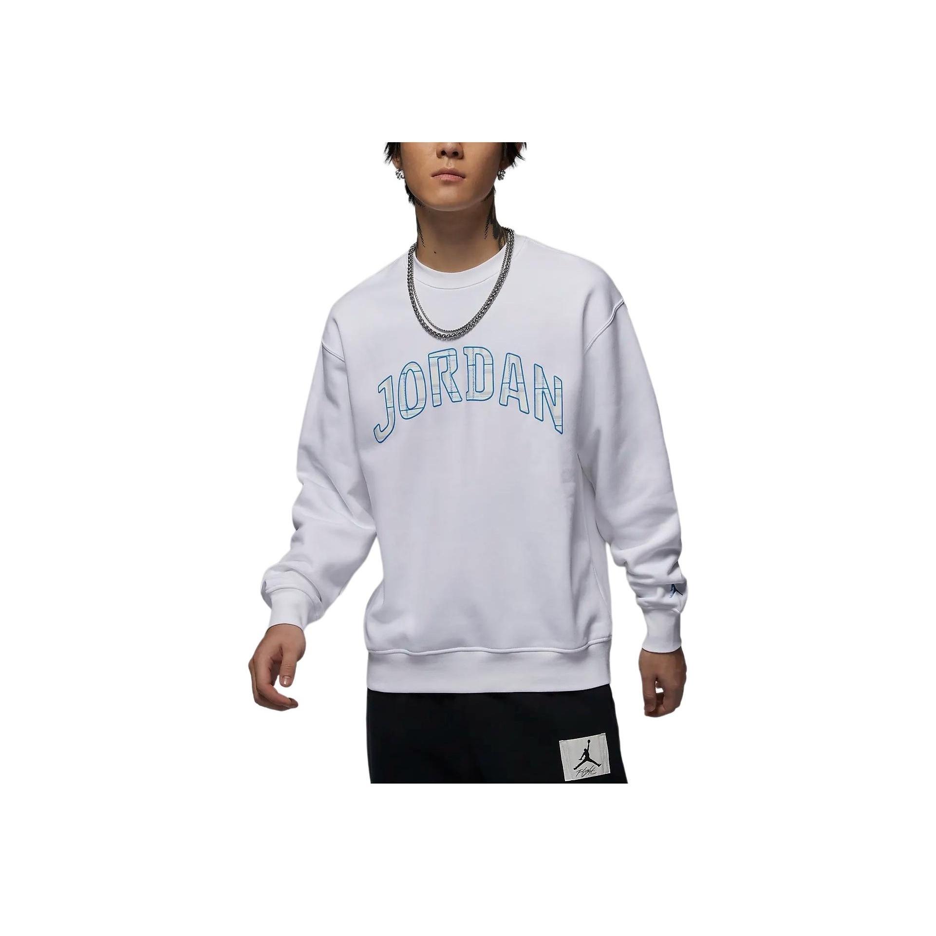 Jordan Men s Essentials Fleece Crew Neck Sweatshirt White Legend Blue FV7461-100 XL