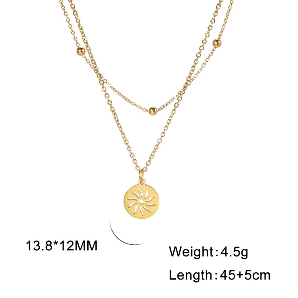Cazador Small Sun Pendant Necklace for Women Round Minimalist Double Chain on Neck Gift Stainless Steel Jewelry 2026 Wholesale