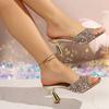 Fashionable Stunning Sexy Open-Toe Stiletto Heel Slippers – European & American Style Colorful Rhinestone Slide Sandals for Women