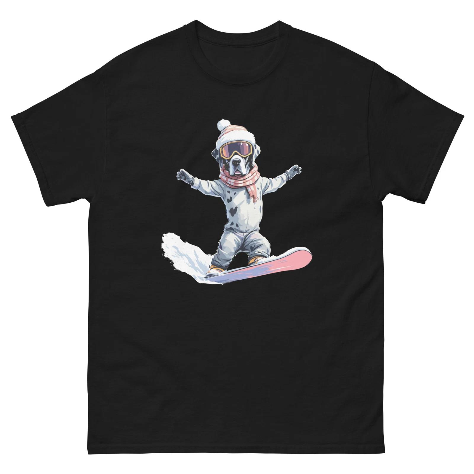 Great Dane Dog Snowboarding Fun Snowboard Design T-Shirt XL