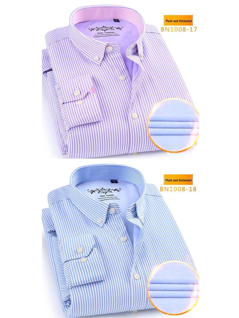 Męska Gruba Koszula Oxford z Długim Rękawem z Podszewką z Polaru - Ciepła i Dostępna