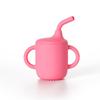 Food-Grade Silicone Straw Cup for Infants & Toddlers - Non-Slip, Leak-Proof, with Lid & Duckbill Spout, High-Temperature & Drop Resistant.