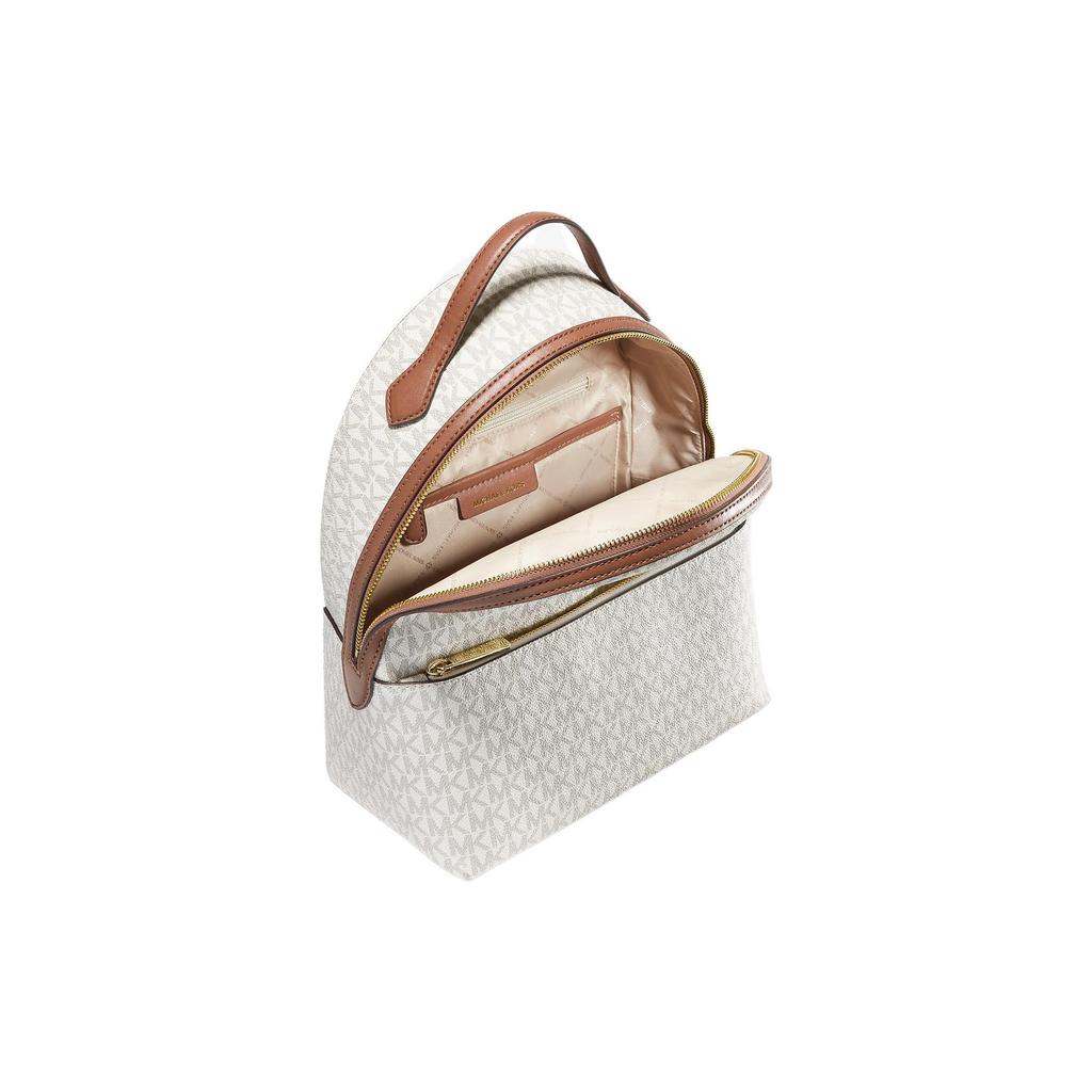 Michael Kors MK Sheila Gold Letter Logo Monogram Large Capacity Zipper Pocket Canvas Backpack Medium Women Backpack White 35F3G6HB6B-VANILLA