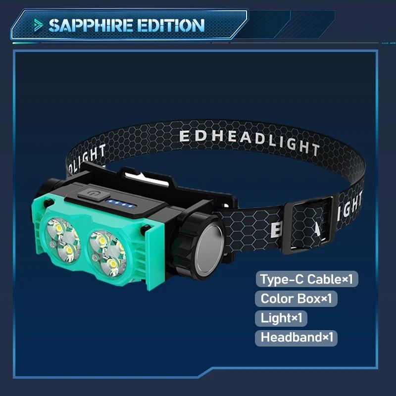 Rechargeable LED Headlamp Super Bright 6 Core 109g Lightweight Hands Free for Outdoor Fishing Camping Mining Long Running Time