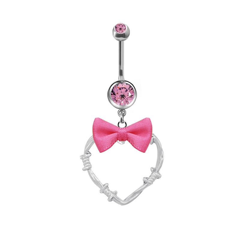 Gaibei Aesthetic Heart-shaped Bow Navel Ring - European, American, Japanese, Korean Styles, Navel Stud Piercing.