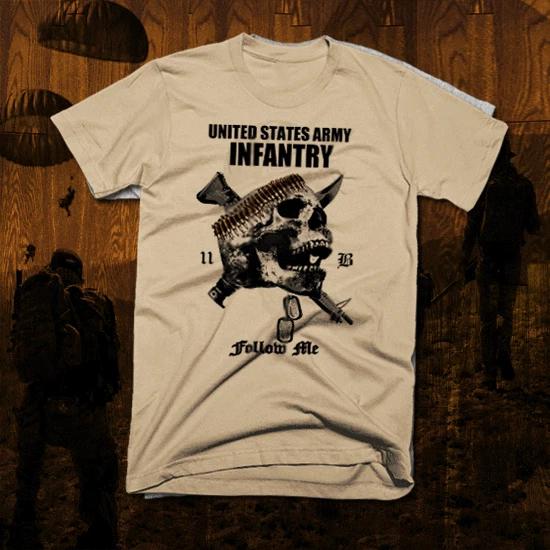 Army infantry t-shirt 11 Bravo Iraq Afghan War Combat Veteran Military Follow me L