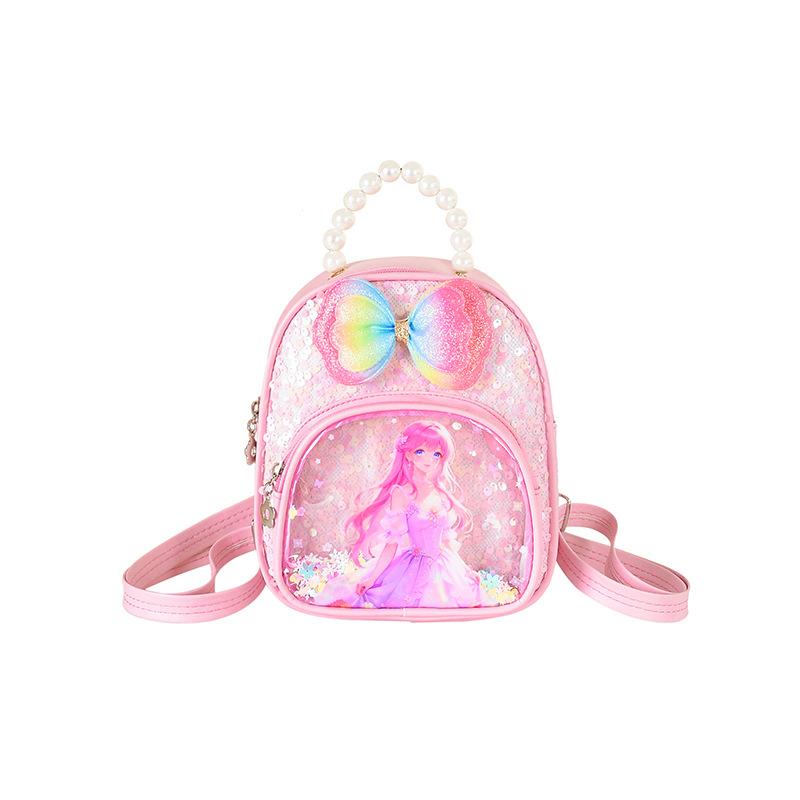 Schoolbag Cartoon Cute Children's Small Backpack Sequined Princess Girls Casual Backpack Outdoor Casual Storage Snack Bag