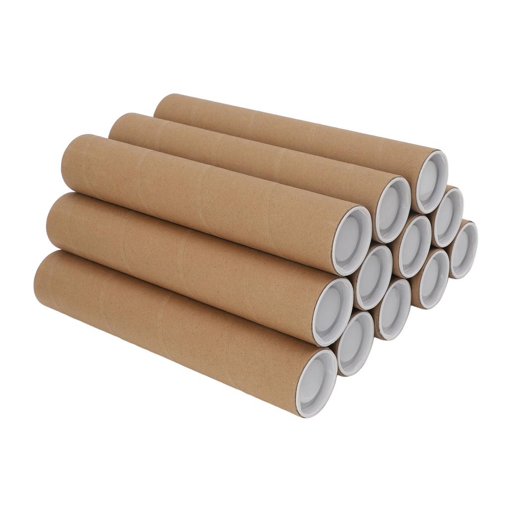 12 Pcs Round Paper Tubes Poster Storage Tubes Multipurpose Mailing Poster Paper Tubes with Plastic Lid
