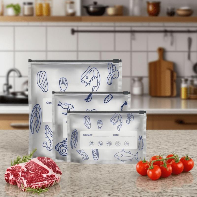Aluminum Foil Refrigerator Storage Bags Reusable Perfect for Kitchen Organization in The Refrigerator Or Freezer 3 Size Zipper Fresh-Keeping Bags