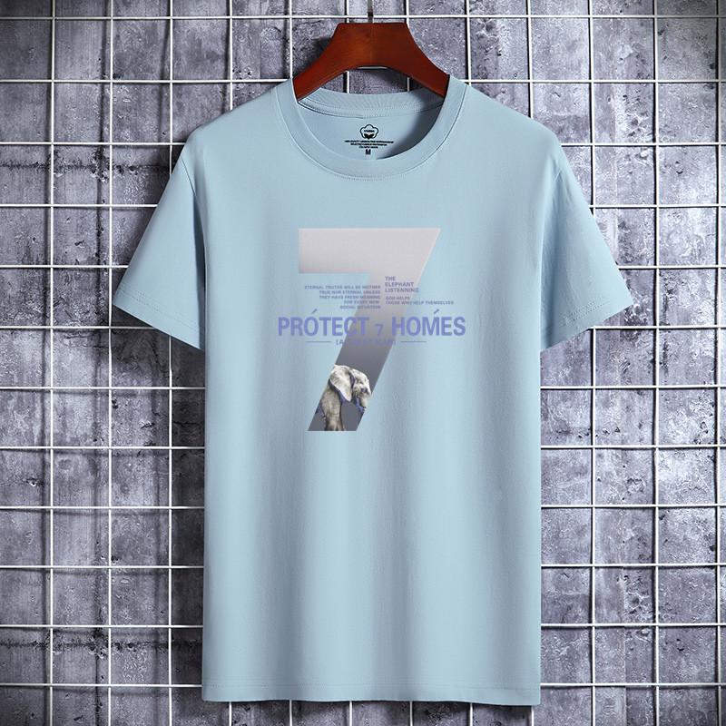 Men Short-sleeved T-shirt Cotton Summer Round Neck Shirt Korean Version of Loose Bottoming Sports T-Shirt