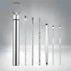 Six-Piece Stainless Steel Ear Cleaning Set with Spring Spiral Tools & Leather Case
