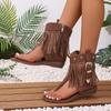 2025 New Women's Retro Sandals Gladiator Ladies Clip Toe Vintage Boots Casual Tassel Rome Summer Woman Shoes Female