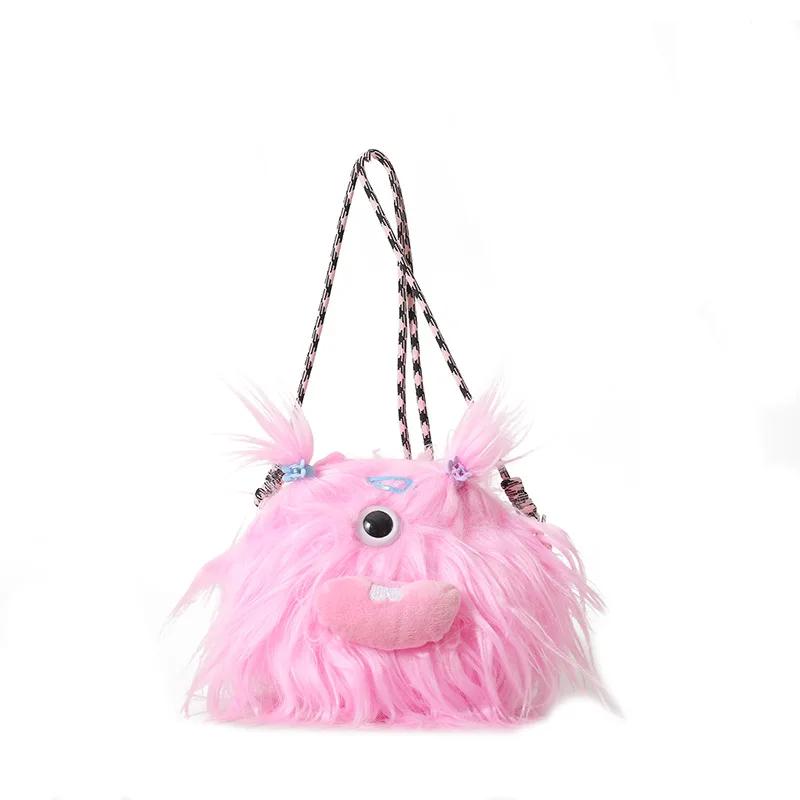 

Fun Long Hair Crossbody Bag Doll Ugly & Cute Doll Personality Plush Plaything Playful Plush Braided Small Crossbody Bag Cute Shoulder Bag