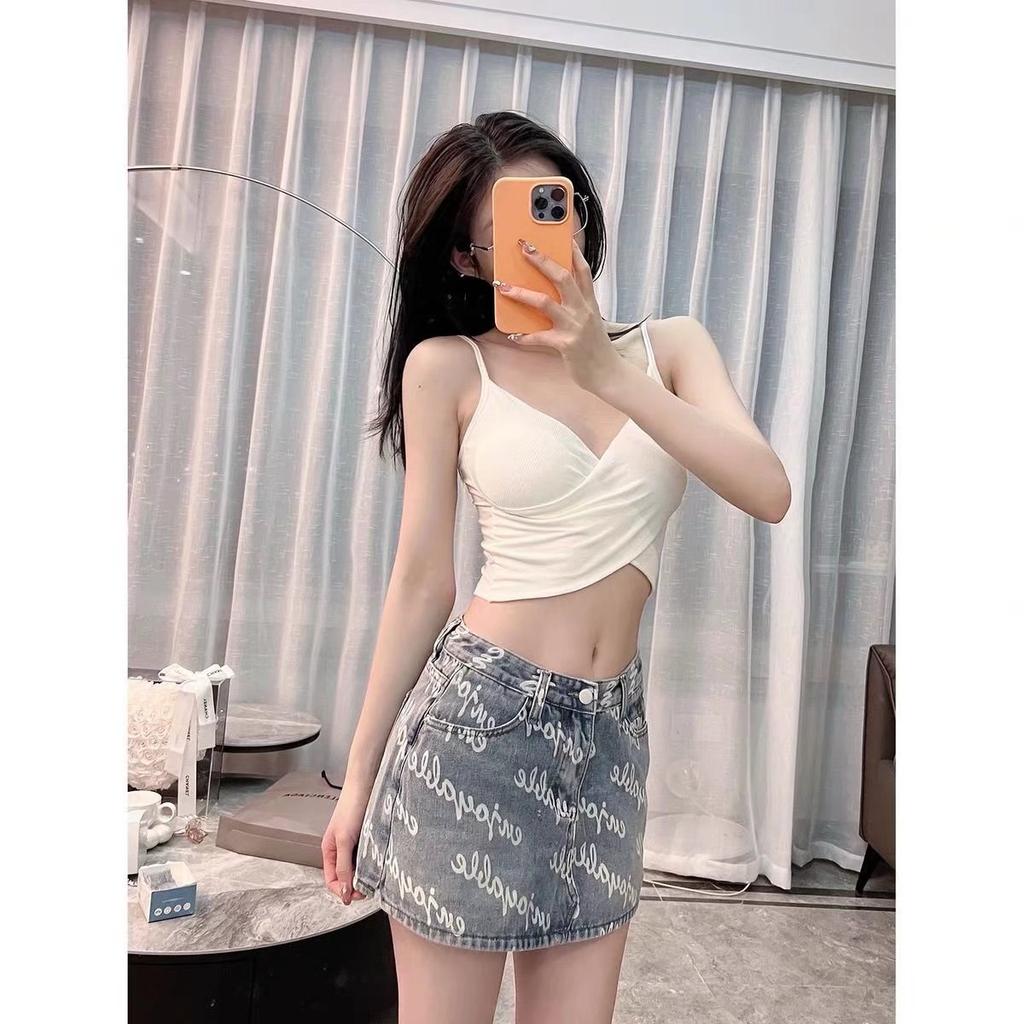 Džínová krátká sukně s vysokým pasem pro ženy Balíček A-line sukně Hip Tenká krátká sukně