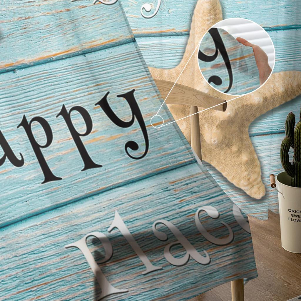 Wood Grain Beach Text Starfish Curtain For Living Room Transparent Tulle Curtains Window Sheer For The Bedroom Accessories Decor