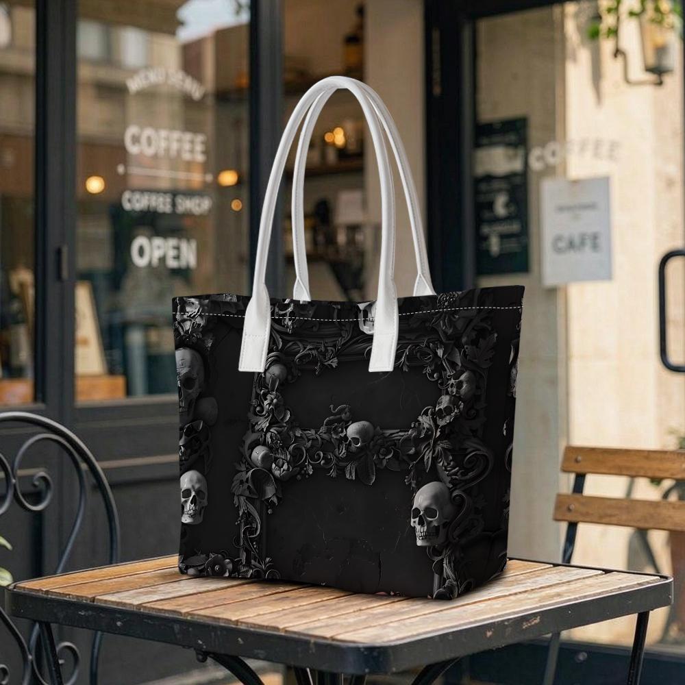 Gothic Skull Pattern Tote Bag for Daily Casual Use
