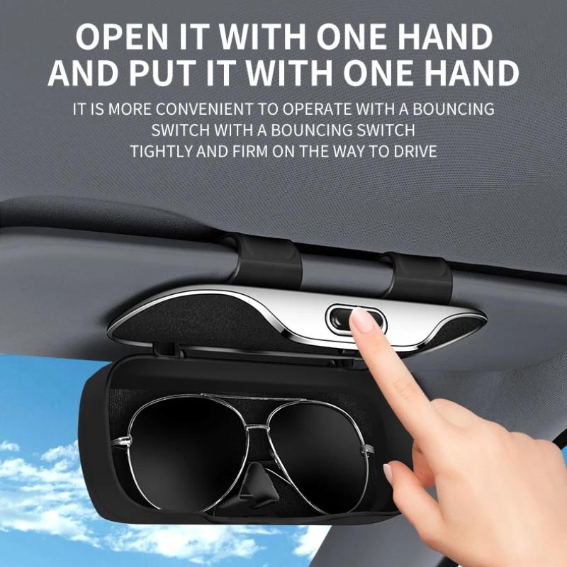 Portable Car Sunglasses Holder Multifunction Eyeglass Case Sun Visor Organizer Driving Accessories Stylish Car Glasses Box