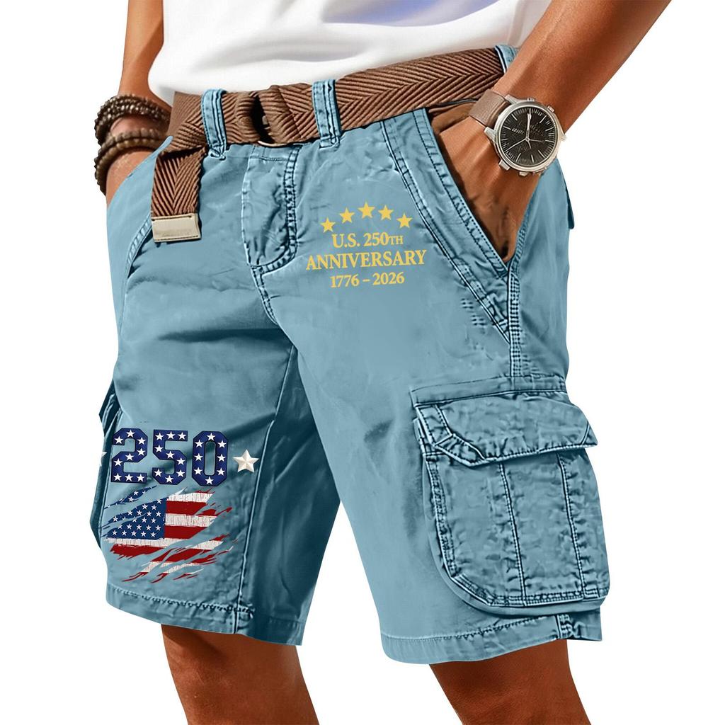 Men's Summer Printed Casual Multi-Pocket Cargo Shorts