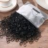 Black Rubber Hair Bands, Disposable Bulk Pack. 17x11cm, Durable Elastic, for Braids & Ponytails
