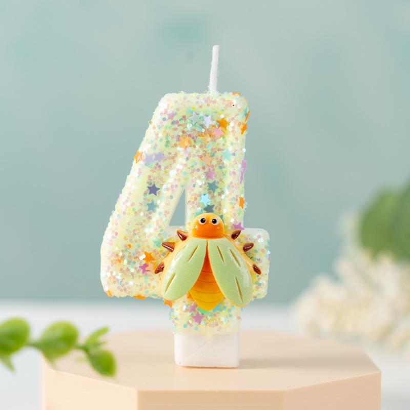 Creative Insect Digital Birthday Party Atmosphere Cake Decoration Candles 0-9
