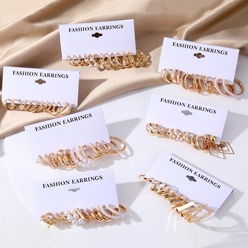 Fashion Style Gold C-chain Earrings Set, Women's Temperament Light Luxury High-end Earrings