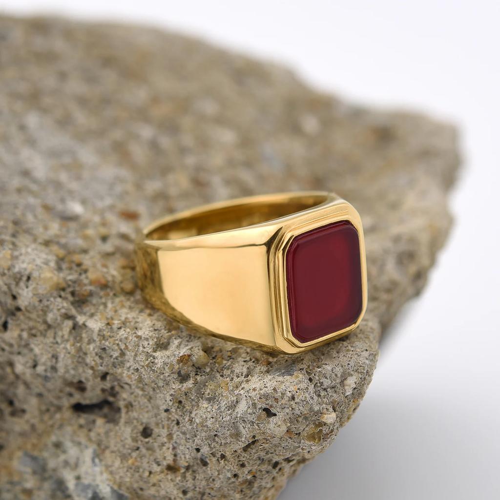 R3381 Męski/Damski Trend Wysoka Jakość Stal Nierdzewna 316L Wielokolorowe Cyrkonia Styl Onyks Złote Pierścionki Biżuteria