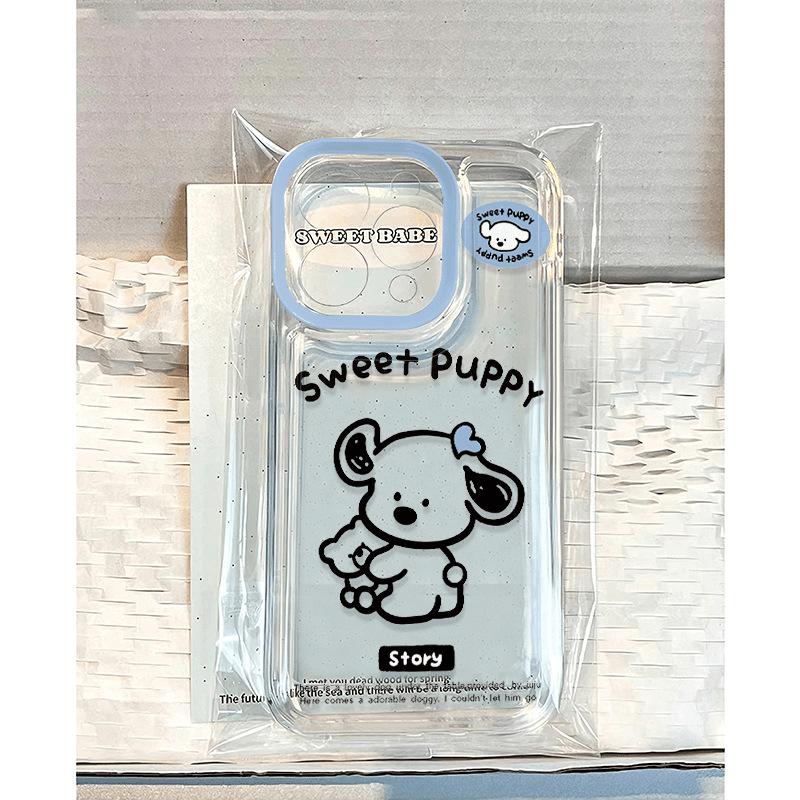 Cute Puppy Transparent Soft Case Suitable for Iphone16 Phone Case and IPhone 15 Protective Case