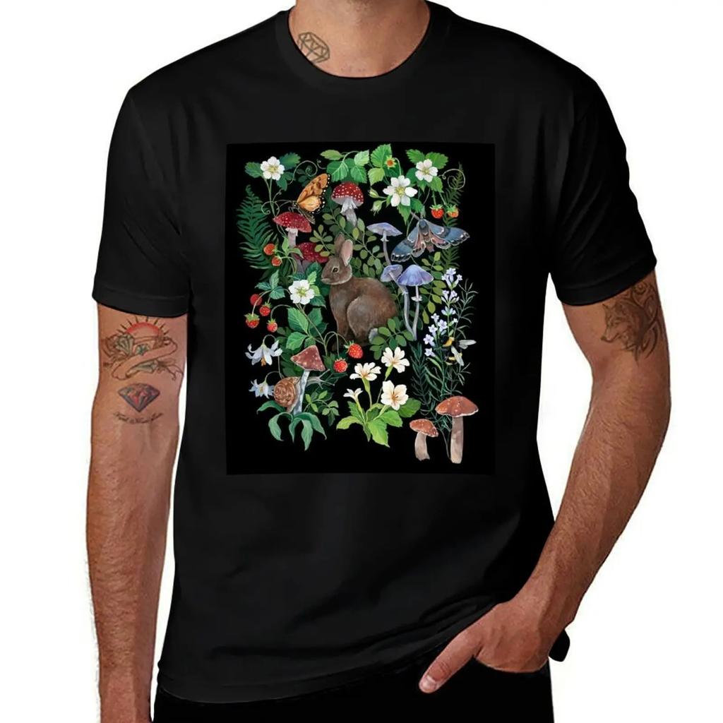 Rabbit Strawberry Garden T-Shirt Luxury man croswit shirt man plain mens plain t shirts