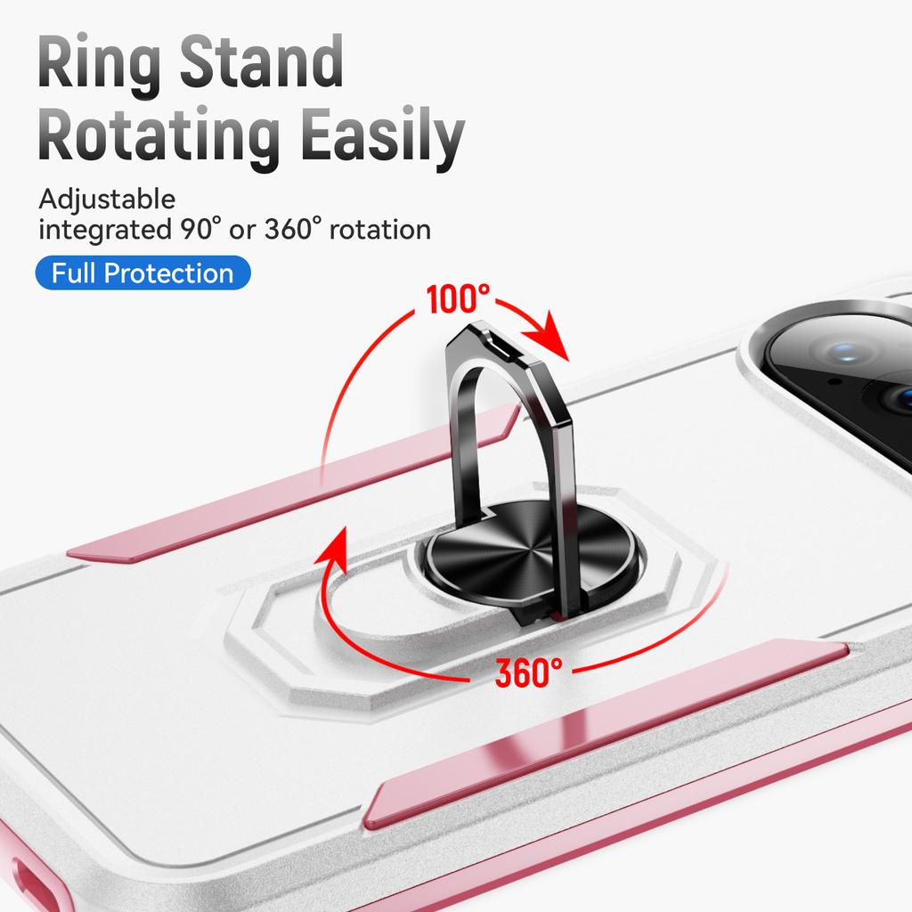 For Google Pixel 10/10 Pro Case Military Grade Ring Kickstand PC+TPU Phone Cover
