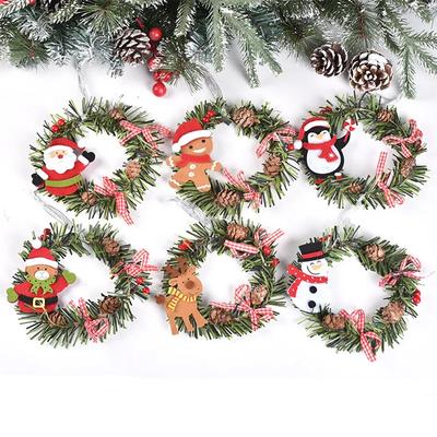 1 Stück 15 cm Runde Weihnachtsdekorationsornamente Weihnachtsmann Kranz Hirsch Anhänger Schneemann Weihnachten Hängende Feiertagsparty Kunstdekor