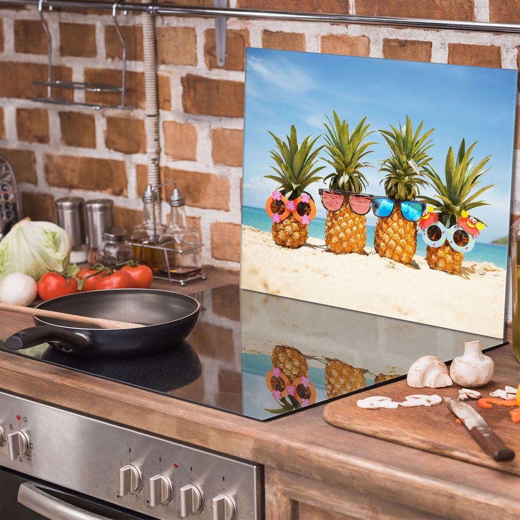 Szklana płyta ochronna na kuchenkę 60x52 Ananas