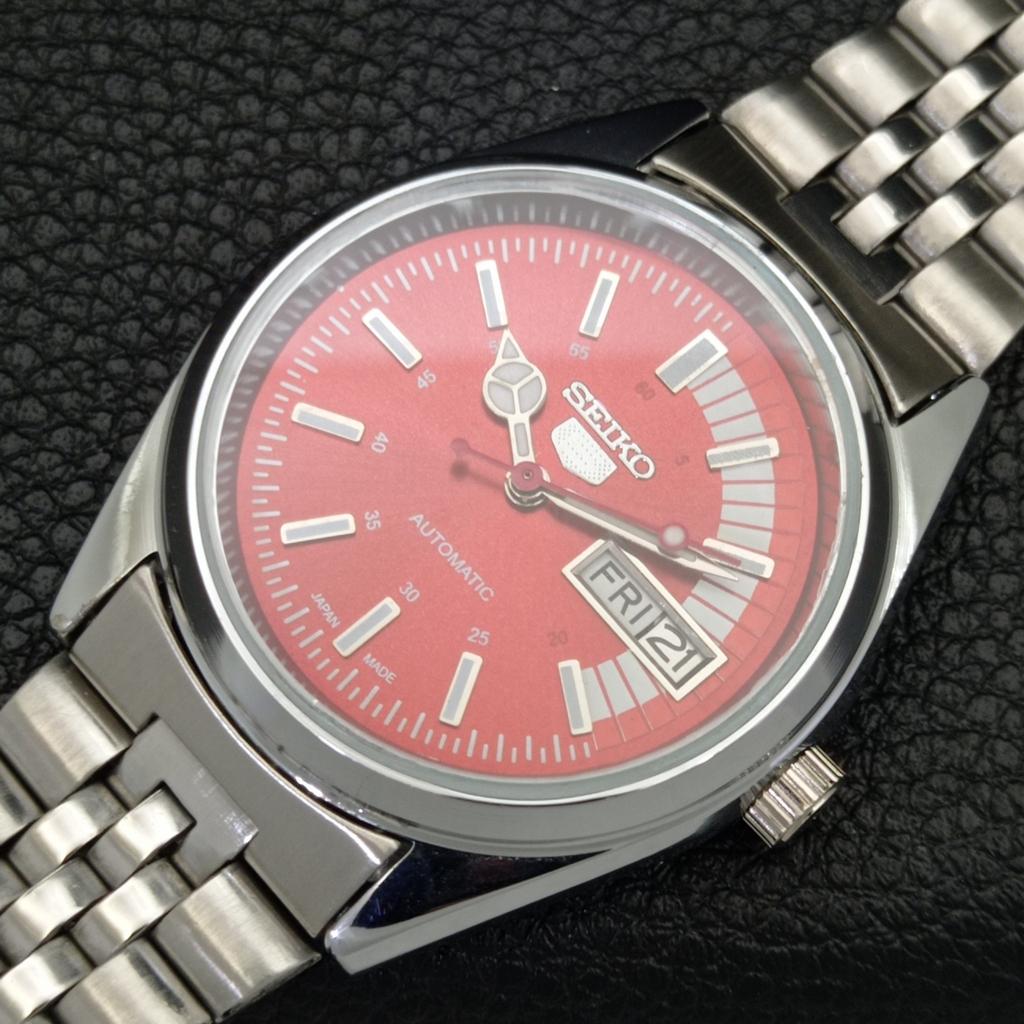 Seiko 5 AUTOMATIC VINTAGE REFURBISHED 6309A JAPAN MENS RED DIAL WATCH A440878-9 Sk-a440878-1