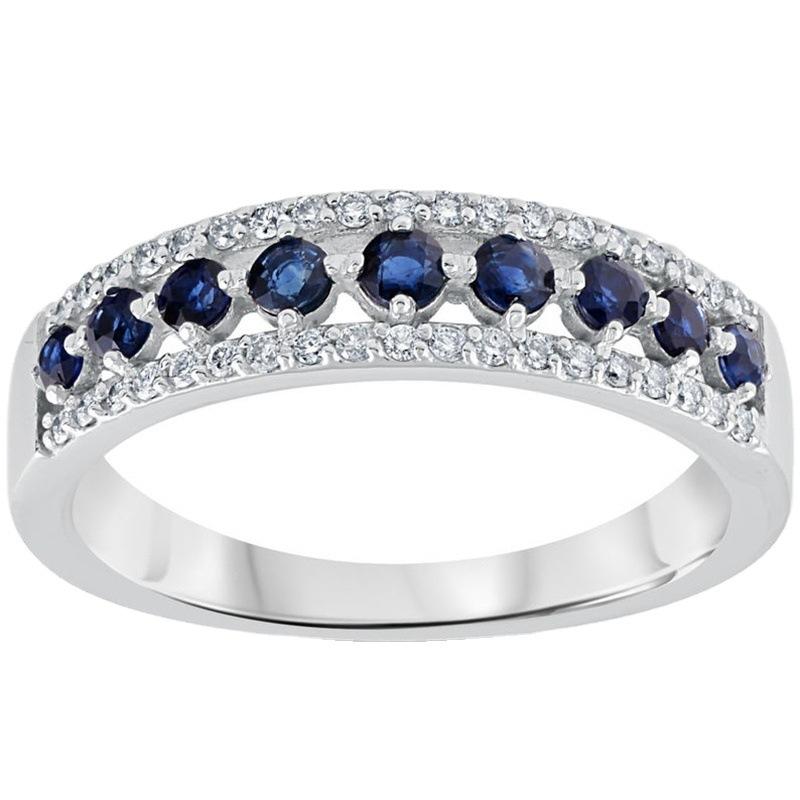 Hot Sale S925Blue zircon micro-set ring Popular European and American fashion women's rings