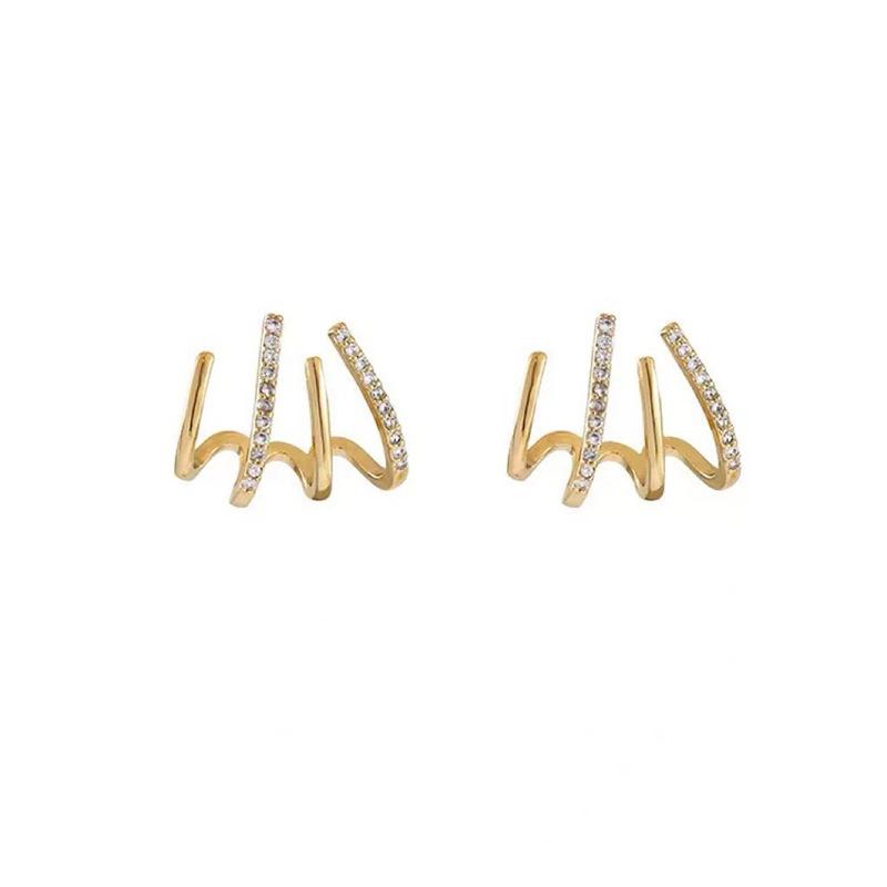Four-claw ear row, no ear piercings, earrings, ear clips, women's no-hole mosquito coil disc copper-plated zircon stud earrings,high-end sense