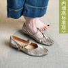 Sheepskin version silver inner height increasing shoes square head new single shoes women's beautiful ballet shoes thick high heel Mary Jane shoes